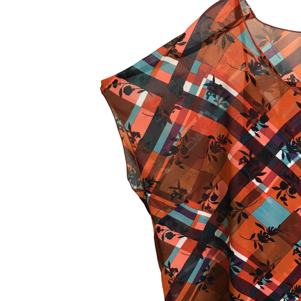 Cabi Lattice Top Womens Size L Browm Multi Floral… - image 5